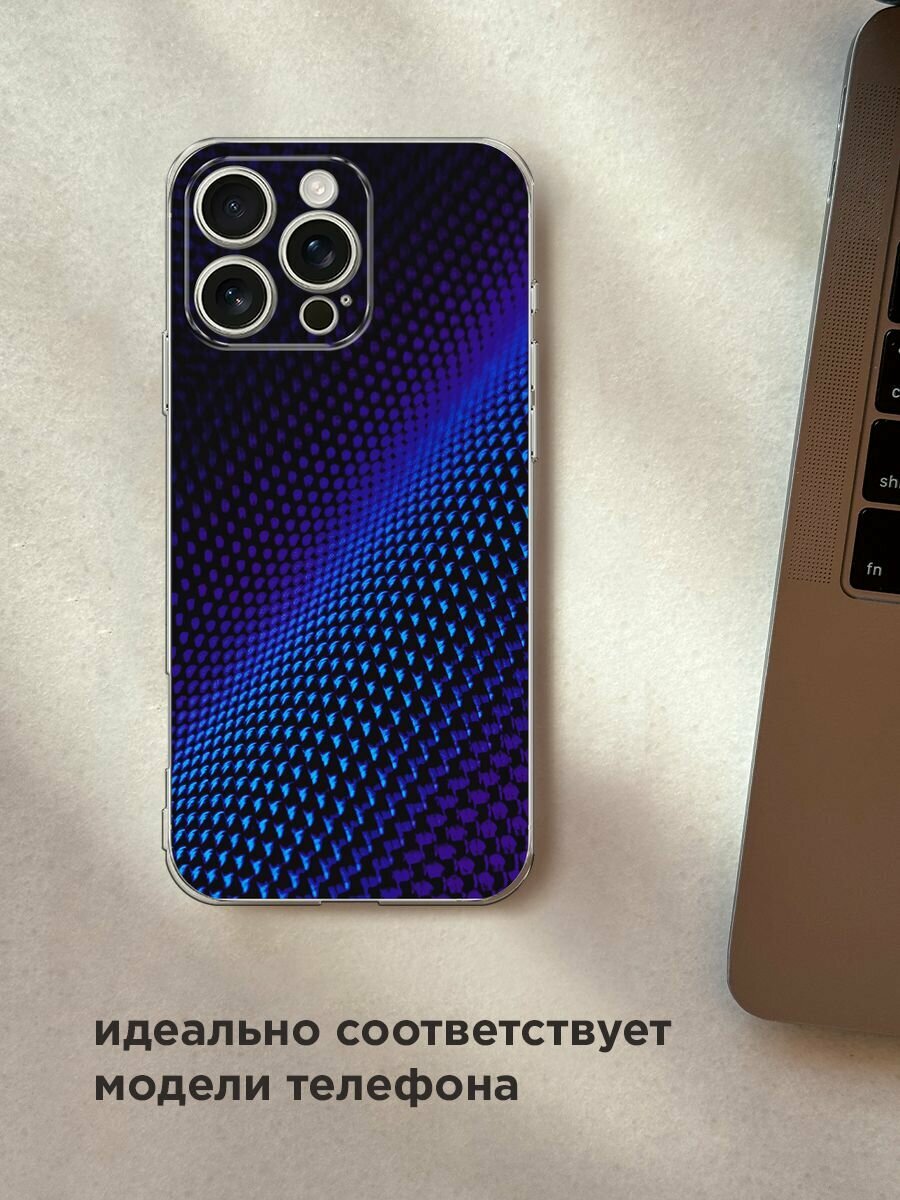 Чехол на Apple iPhone 16 Pro Max / Айфон 16 Про Макс с принтом "Синий карбон" — фото 1