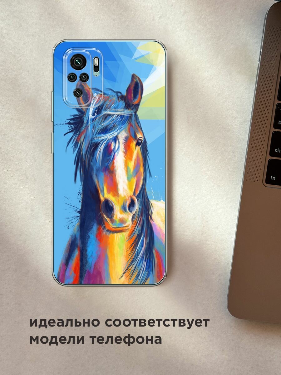 Чехол на Xiaomi Redmi Note 10/Note 10S/Poco M5s / Сяоми Редми Нот 10/Нот 10S/Поко M5s с принтом "Лошадь арт 3" — фото 1