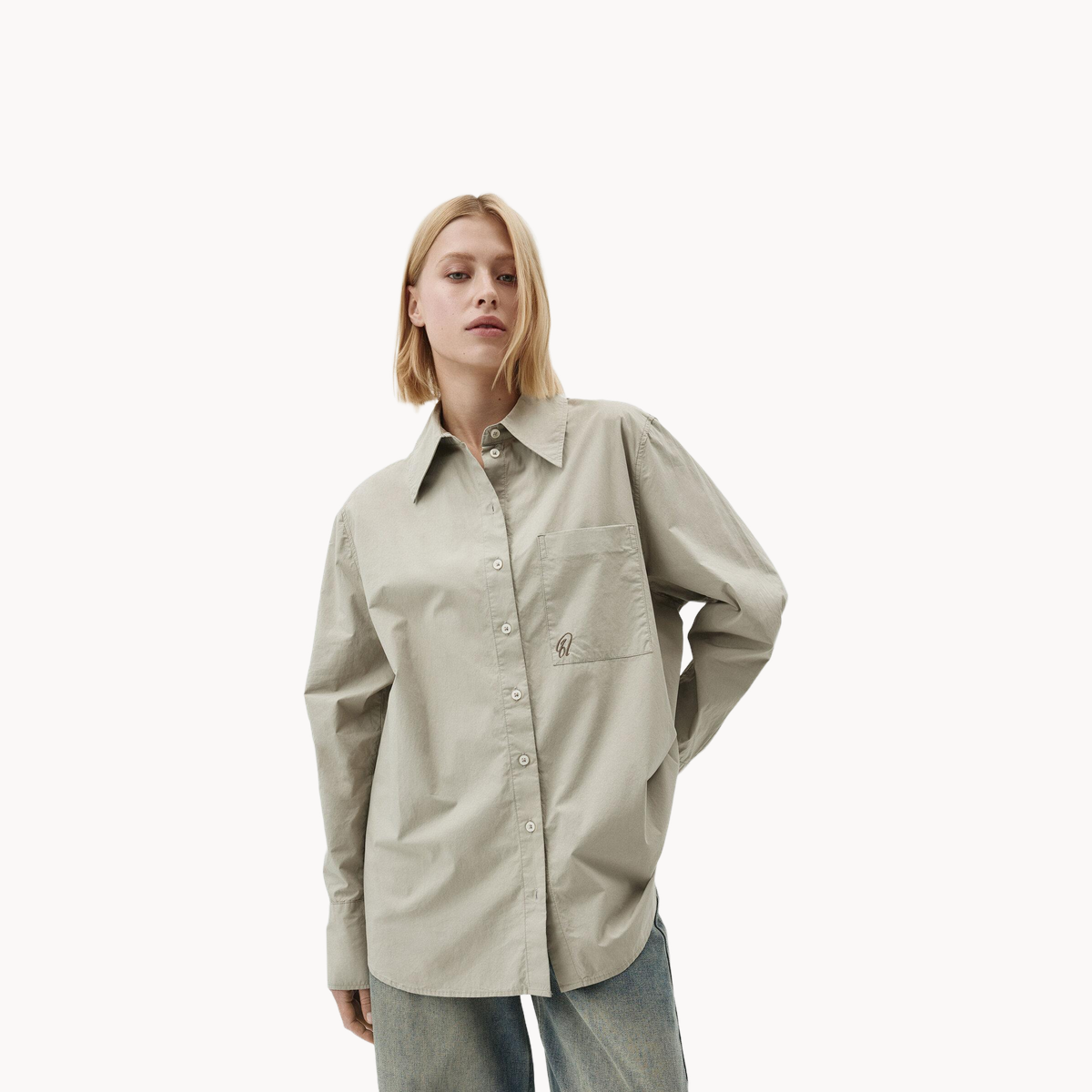 Рубашка Sela, размер M INT, серо-бежевый