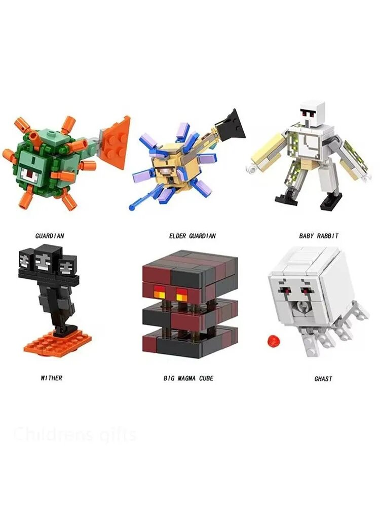 Guardian 6 Собранных кукол из строительных блоков ручной работы серии Minecraft model decoration Toys