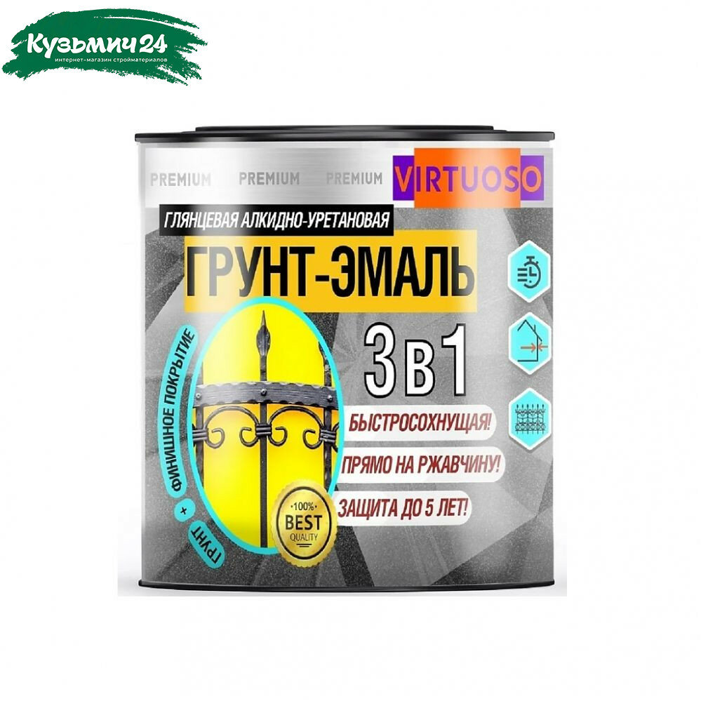 Грунт-эмаль Virtuoso Premium 3 в 1 по ржавчине коричневая 19 кг