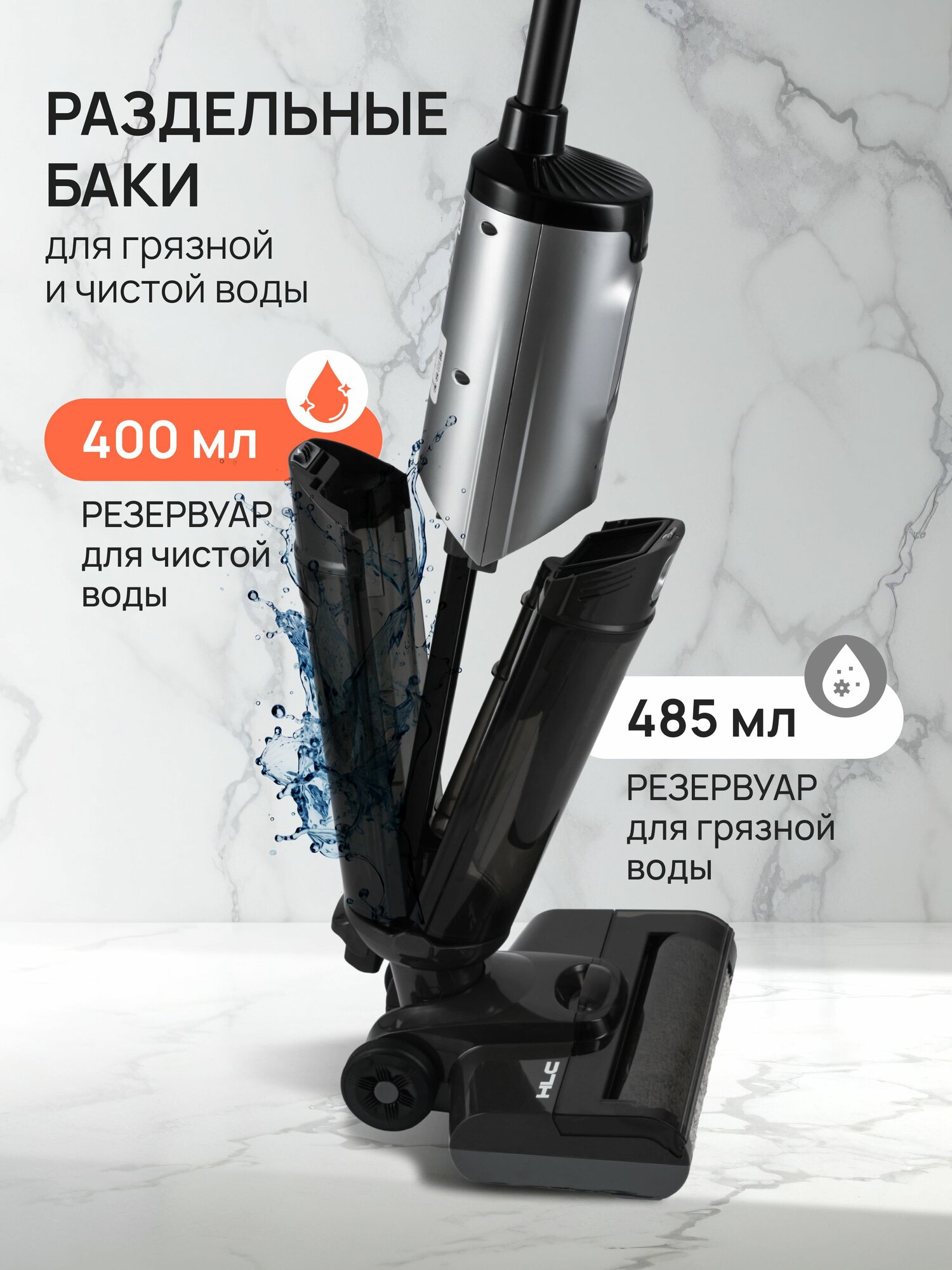 Пылесос вертикальный беспроводной моющий с самоочисткой — фото 1