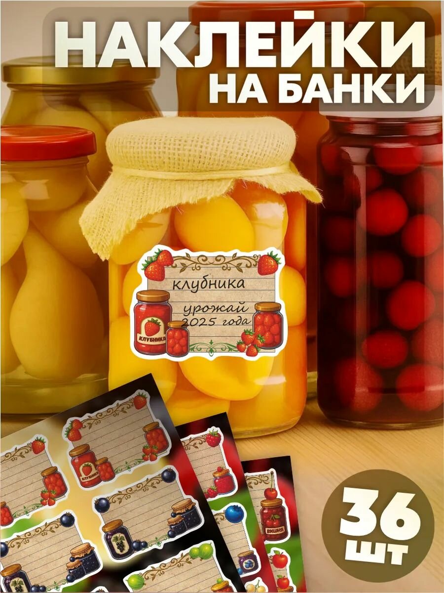 Наклейки на банки с заготовками с вареньем Фрукты Ягоды