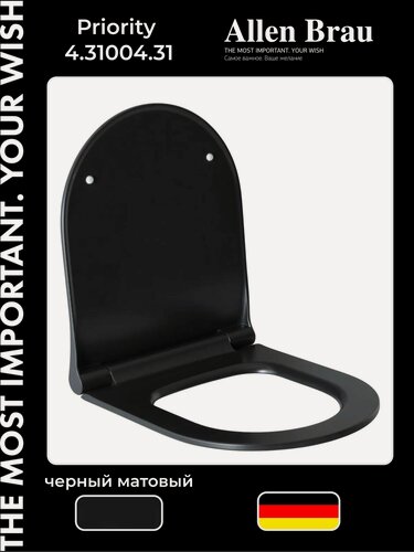 Изображение товара Сиденье для унитаза Allen Brau Priority 4.31004.31, черное матовое, с микролифтом, пластиковое