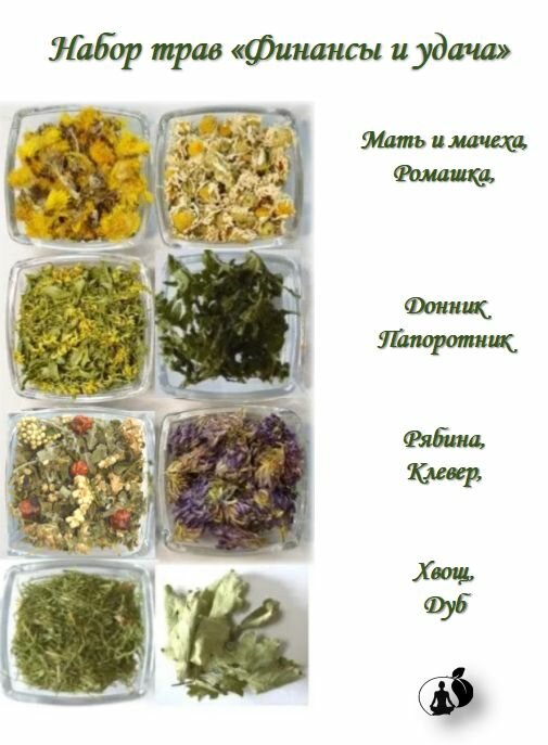 Набор трав для свечей "Финансы и удача". Мать-и-мачеха ромашка донник папоротник клевер рябина хвощ дуб.
