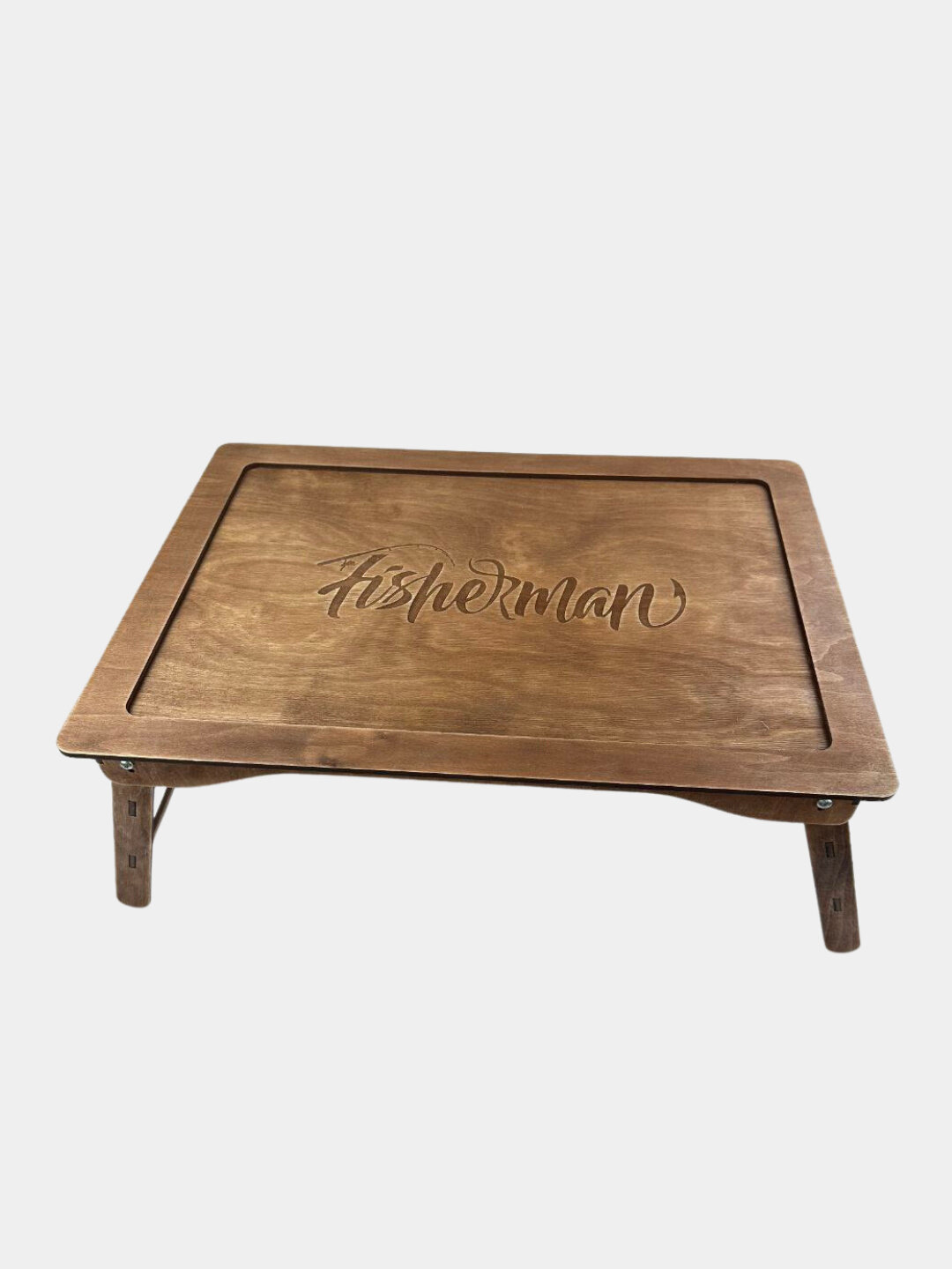 Складной деревянный стол для рыбалки - Тёмно-коричневый для отдыха и рыбалки