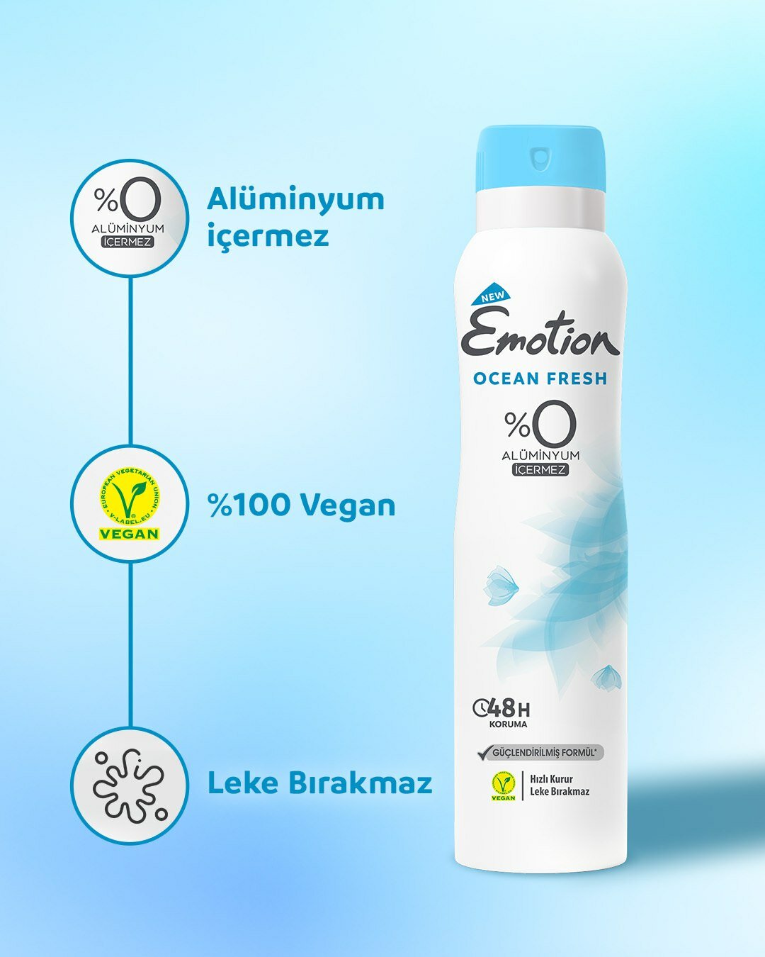 Дезодорант-спрей Evyap Emotion Ocean Fresh, женский, без парабенов, 150мл — фото 1