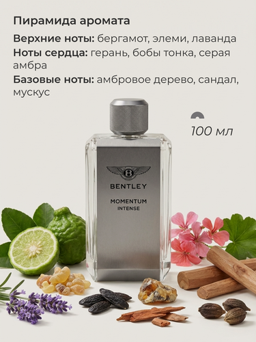 Изображение товара Парфюм Bentley Momentum Intense, мужская вода, древесный аромат, 100 мл