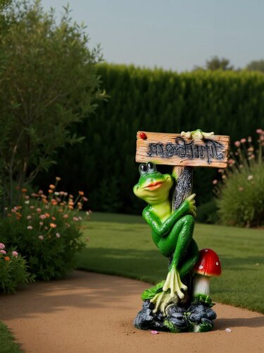 Изображение товара Садовая фигура Хорошие сувениры "Лягушка с табличкой "привет", 14х24х50 см