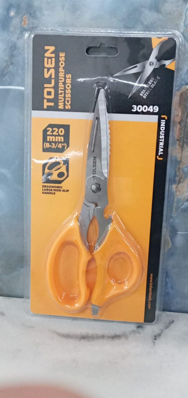 TOLSEN-30049. Универсальные ножницы из высококачественного материала, удобные для различных бытовых и рукодельных работ.