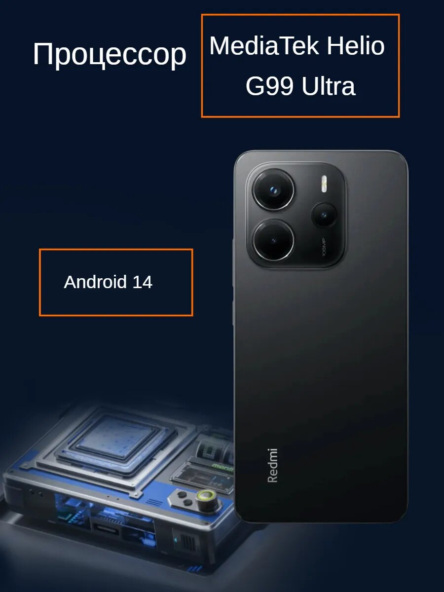 Смартфон Redmi Note 14, 6GB/128GB, Android, NFC, Bluetooth 5.2, Wi-Fi — фото 1