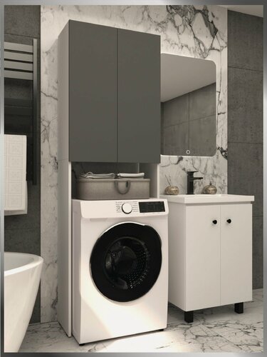 Изображение товара Шкаф над стиральной машиной Белый-Графит
