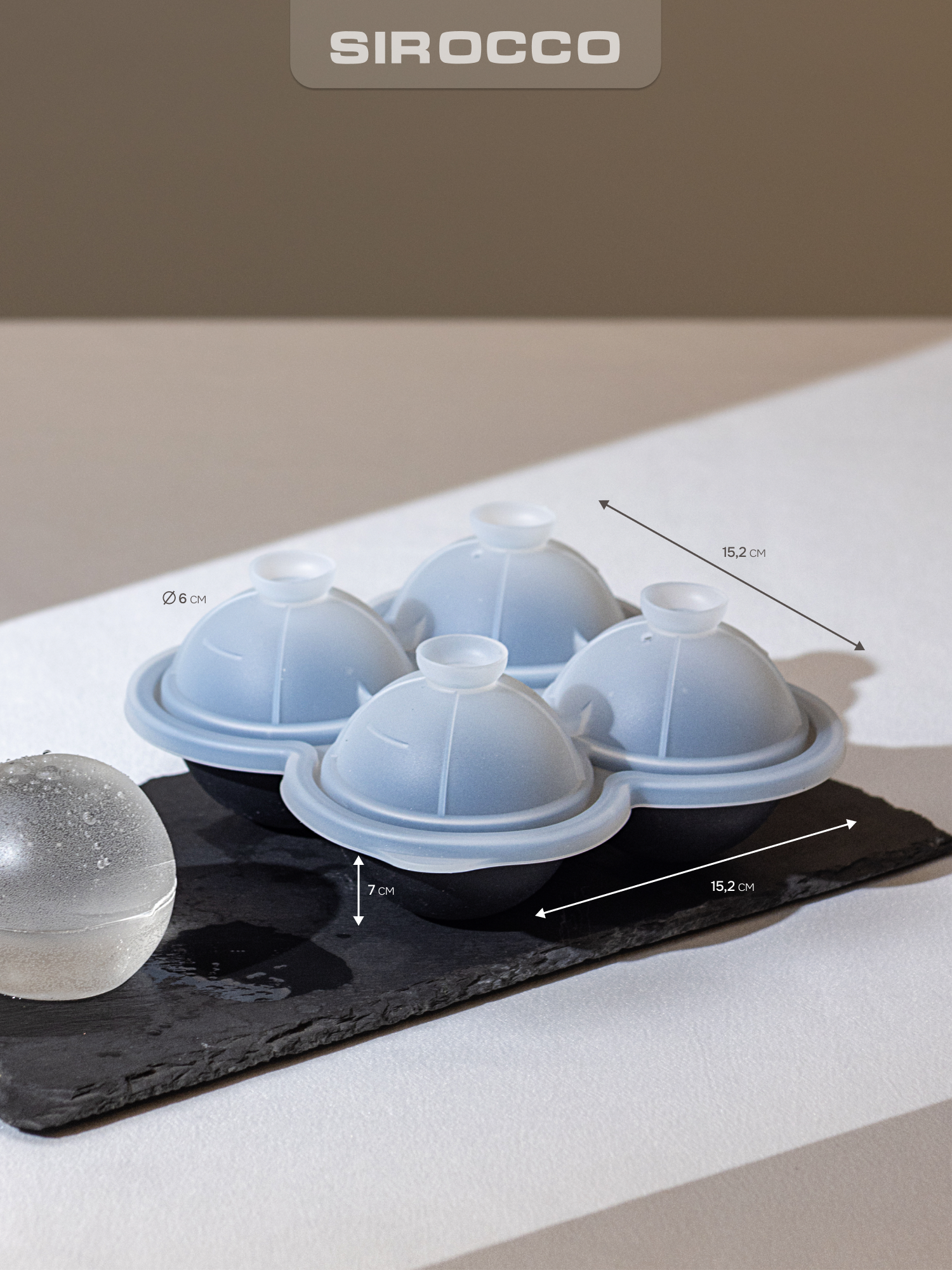 Форма для льда SIROCCO "STRONG" силиконовая, 4 ячейки, сферы — фото 1