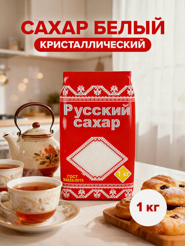 Изображение товара Сахар "Русский сахар", кристаллический, белый, органический, 1кг