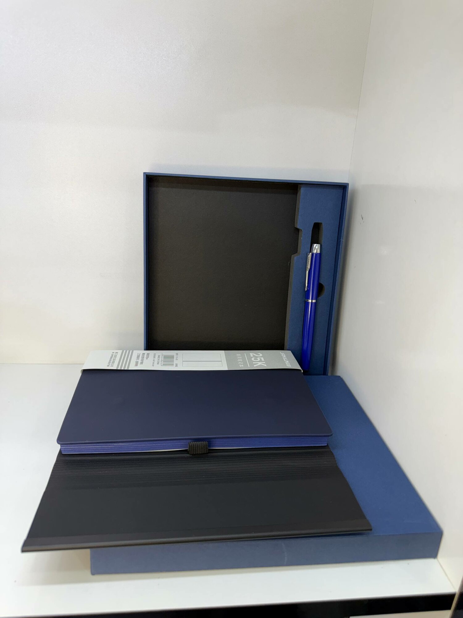 Подарочный набор JIANXUN: Деловой блокнот 25K с ручкой синий