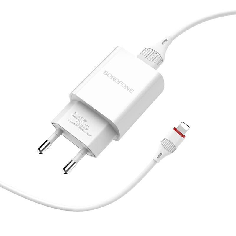 Зарядное устройство Borofone, BA20A, USB-Lightning, 1м, черное — фото 1