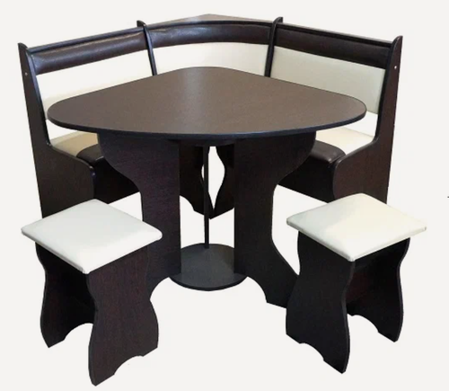 Изображение товара Кухонный уголок Инесса 18/3 (Аленка 18/3), ЛДСП венге, экокожа, 4 места, стол, табуреты
