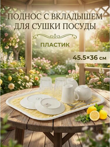 Изображение товара Поднос с вкладышем для сушки посуды «Колос», 45.5×36 см, цвет микс