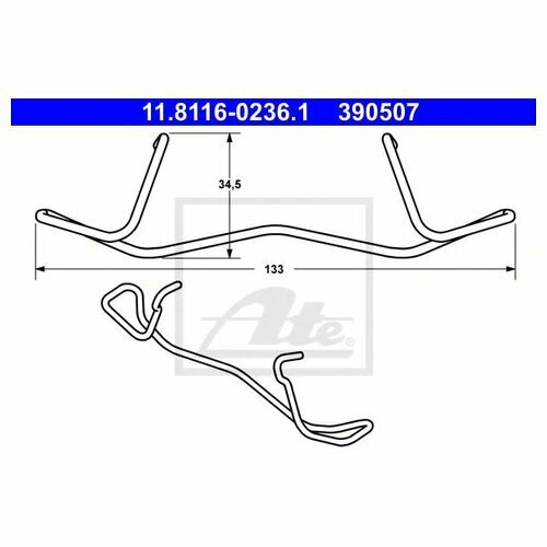 Пружина тормозного суппорта Ate 11811602361 для Volvo S60 I, S80 I, V70 II, XC70