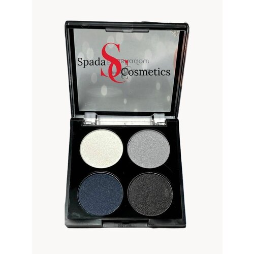 Spada Cosmetics Тени для век блестящие синие серые оттенки с шиммером палетка 4 цвета 444₽
