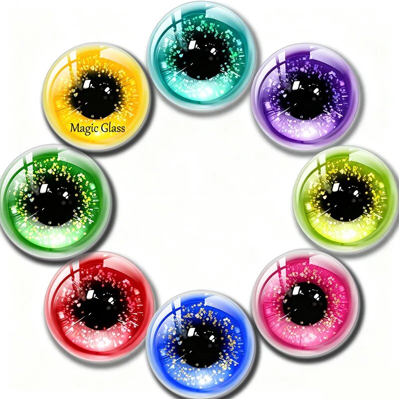 8 мм 10 мм 12 мм 18 мм 20 мм 25 мм 30 мм 45 мм фото стекло кабошон узор круглые DIY ювелирные аксессуары сверкающие черные глаза