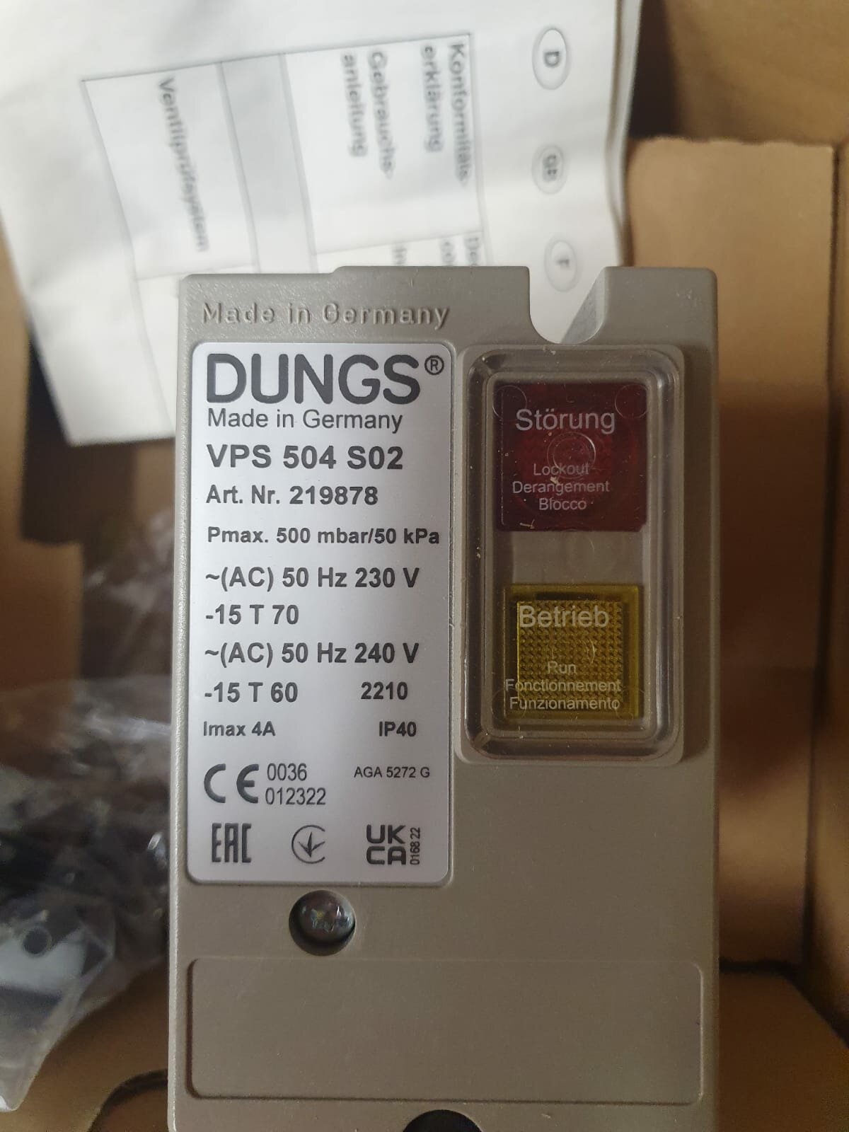 Блок контроля герметичности Dungs VPS 504 S02 арт: 219878 50 Hz 230v