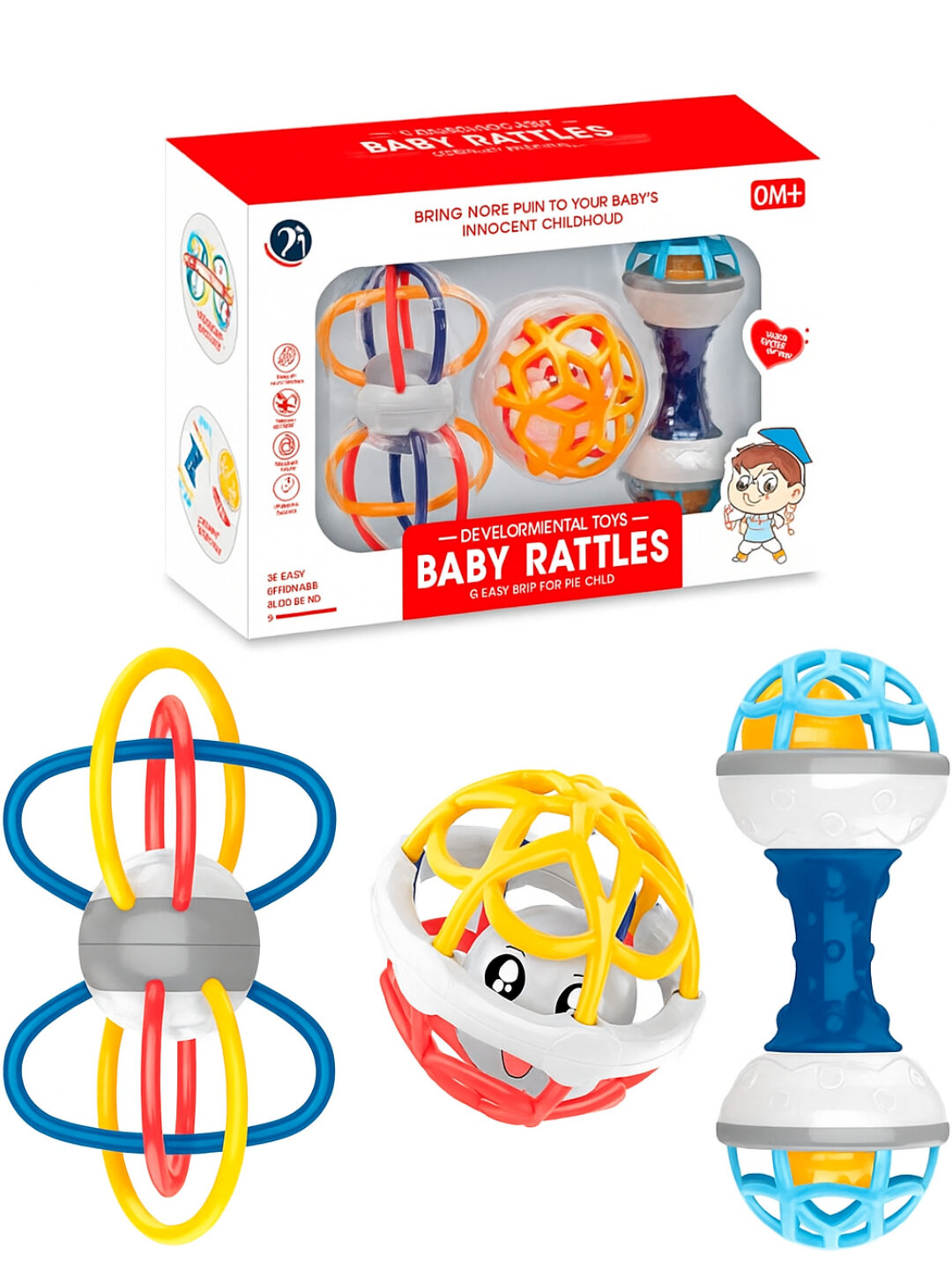 Погремушек, для младенцев развивающая детская погремушка держалка, прорезыватель-грызунок - Конфетный