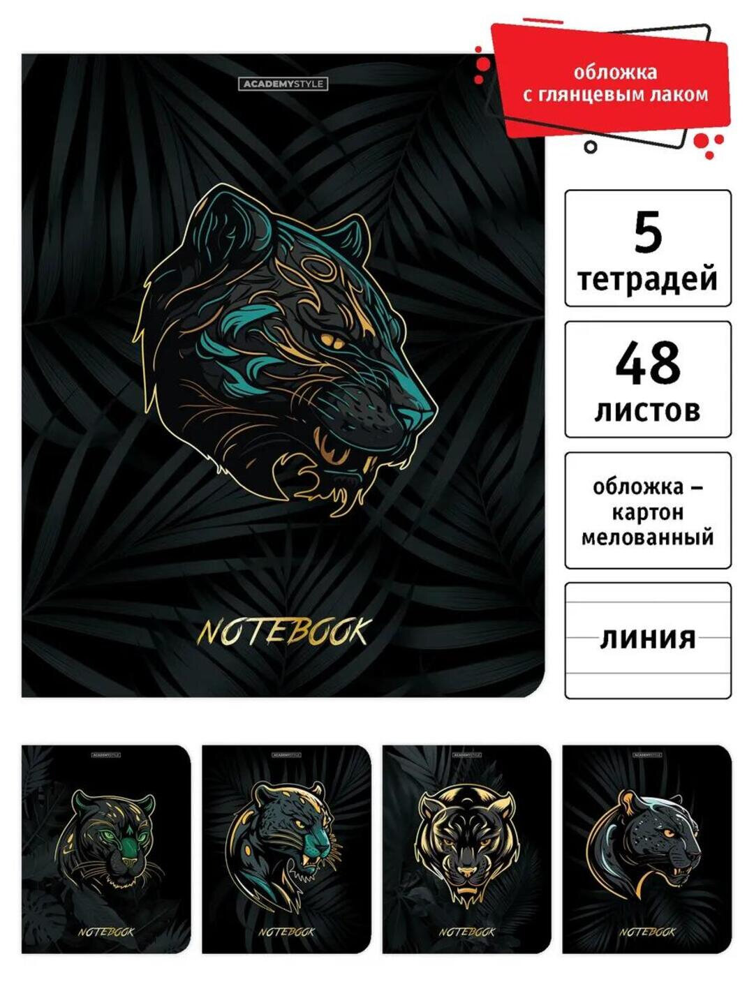 Комплект тетрадей А5, 48 листов, 5 шт, в линейку, для мальчиков и девочек