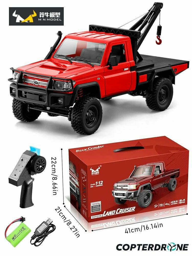Радиоуправляемая машина MN MODEL, внедорожник с лебедкой Land Cruiser 1:12, 2,4 ГГц, RTR, 4WD - MN-82T-RED