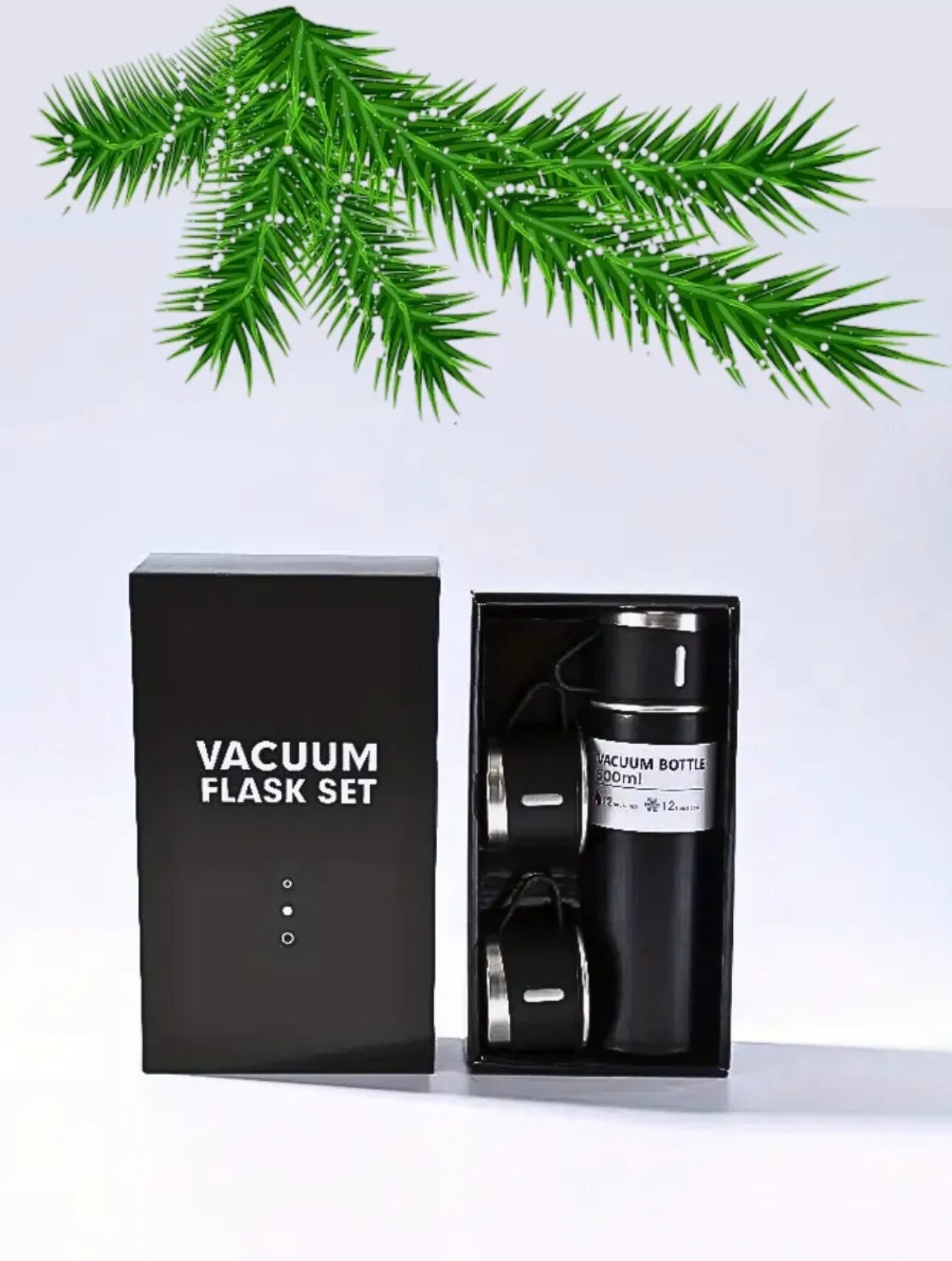 Подарочный термос-термокружка для напитков, набор с 3 чашками, 500 мл — фото 1