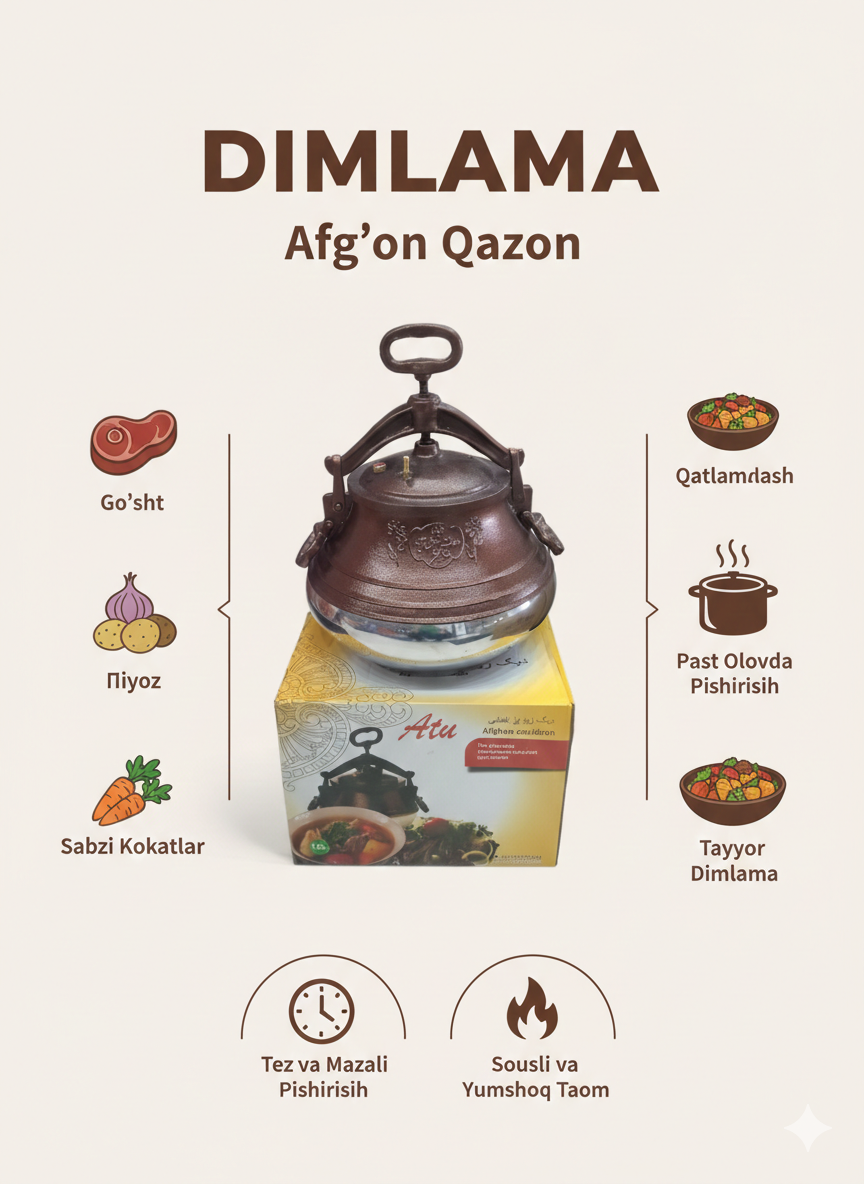 12 Литр "Афганский казан"-скороварка с усиленной крышкой — глубокий вкус, насыщенный аромат и равномерное томление
