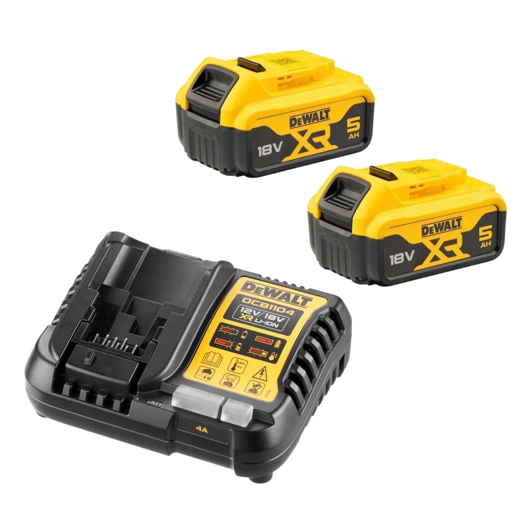 Набор аккумуляторов DCB184 2 шт + зарядное устройство DeWALT DCB1104P2-QW