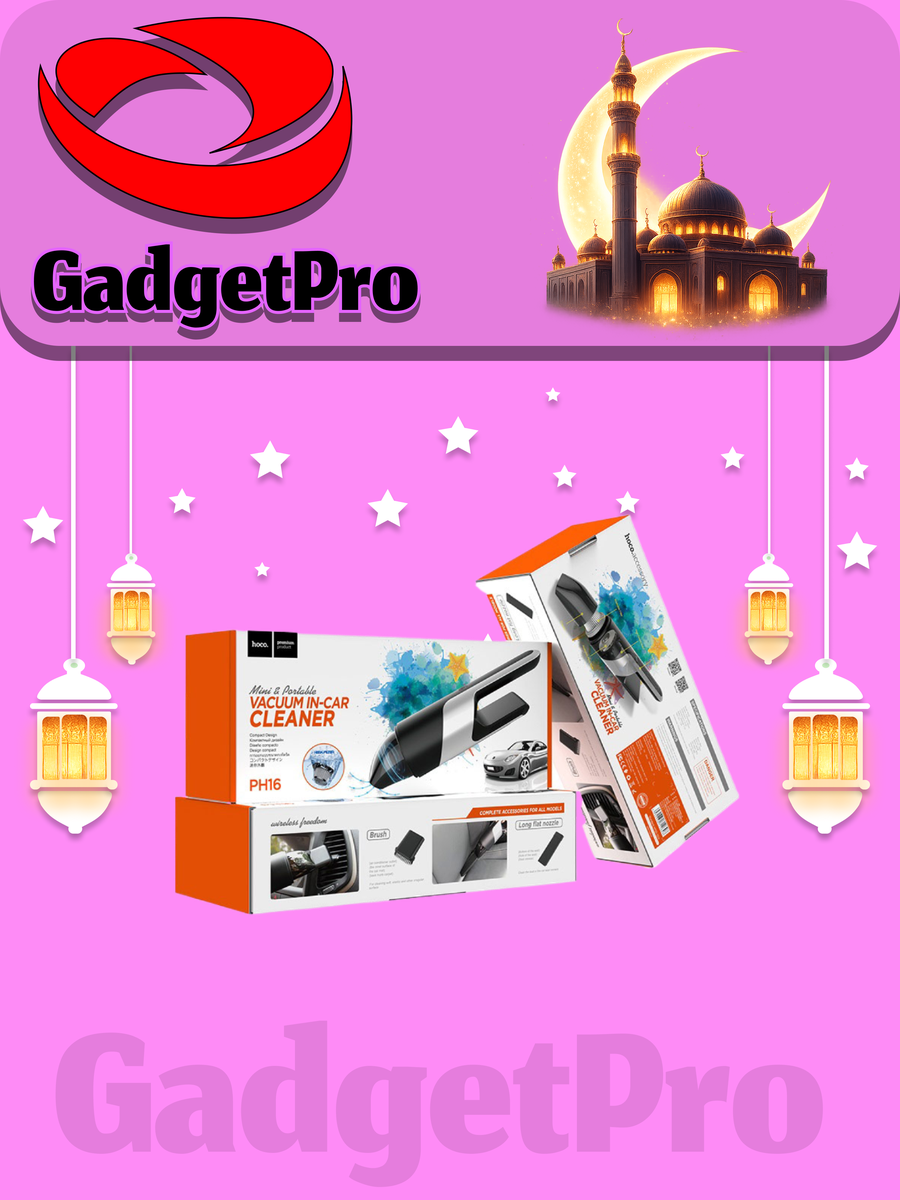 Портативный автомобильный пылесос Hoco PH16 Azure, 80 W, аккумулятор 2000 mAh, черный