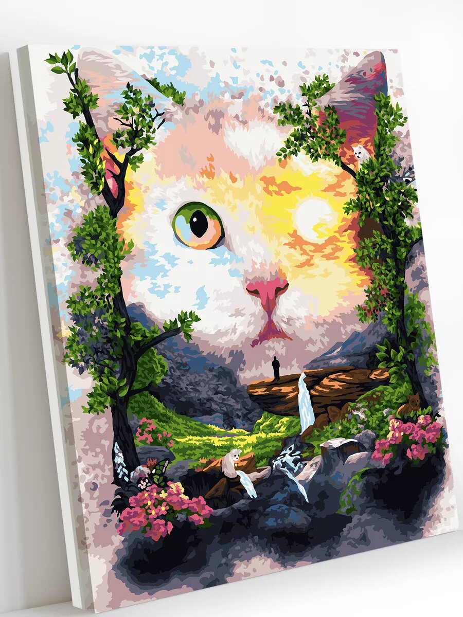 Картина по номерам на холсте с подрамником 40х50 см Сны кота