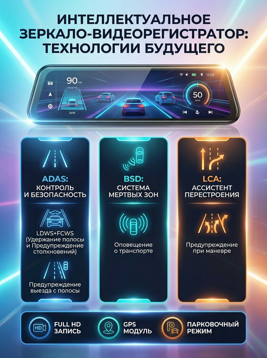 Видеорегистратор автомобильный TOMBOSS T16, 3 камеры (передняя, задняя и салонная), Wi-Fi