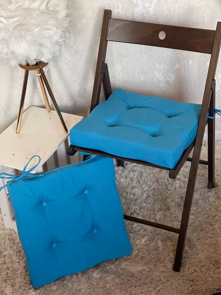 Подушка на стул с завязками квадратная