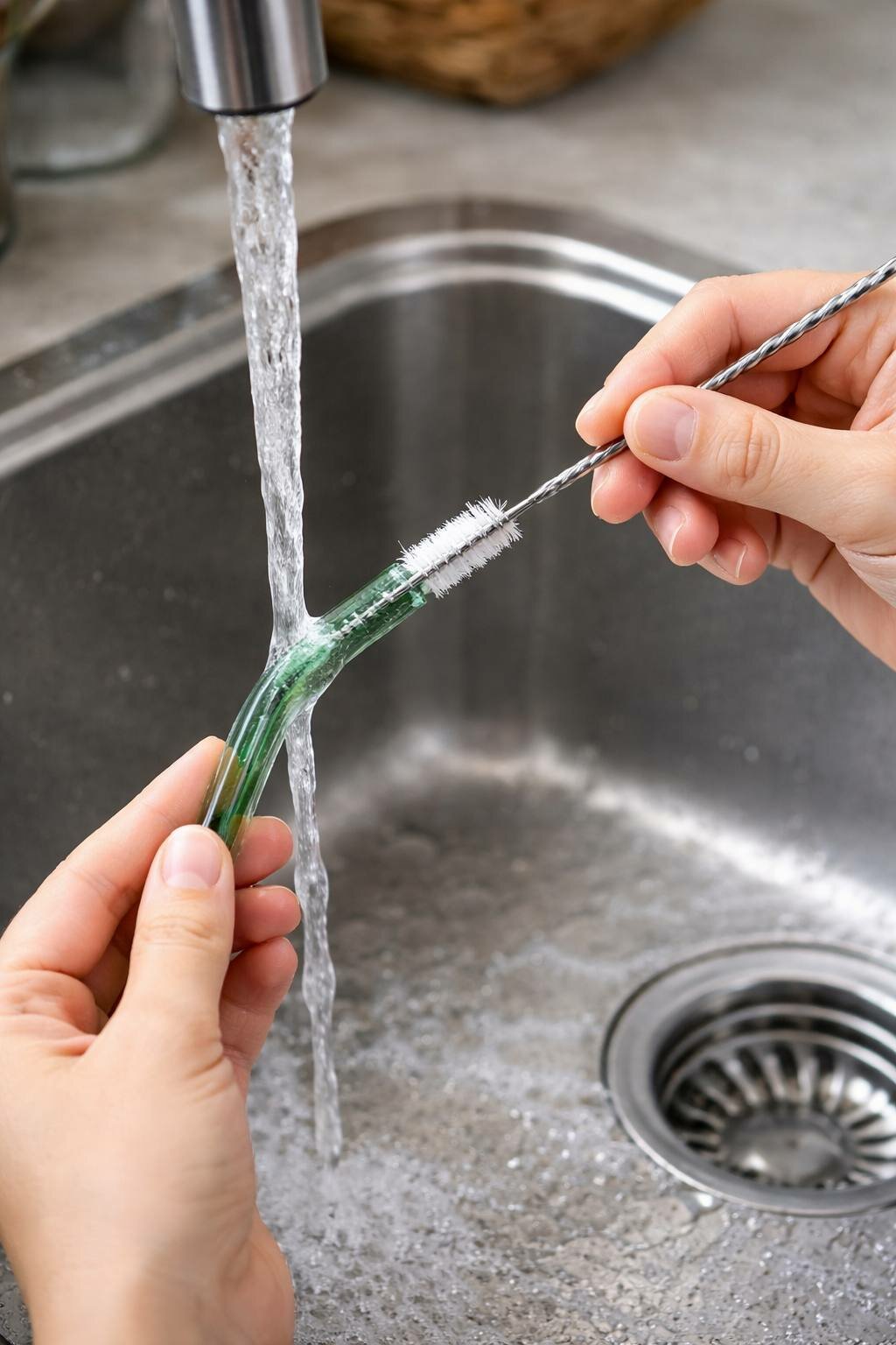 Набор стеклянных трубочек для напитков (6 шт) + щётка для чистки