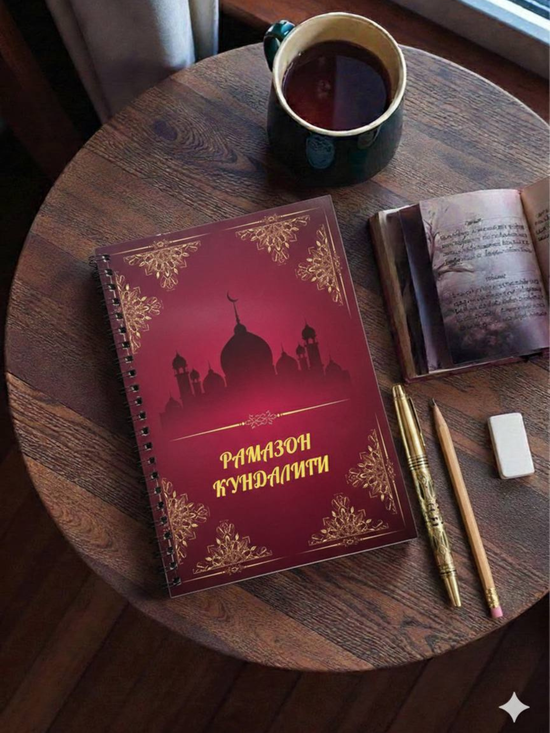 Рамазанский дневник — тетрадь для записей и заметок для мусульманских женщин, в комплекте с 4 цветными ручками.