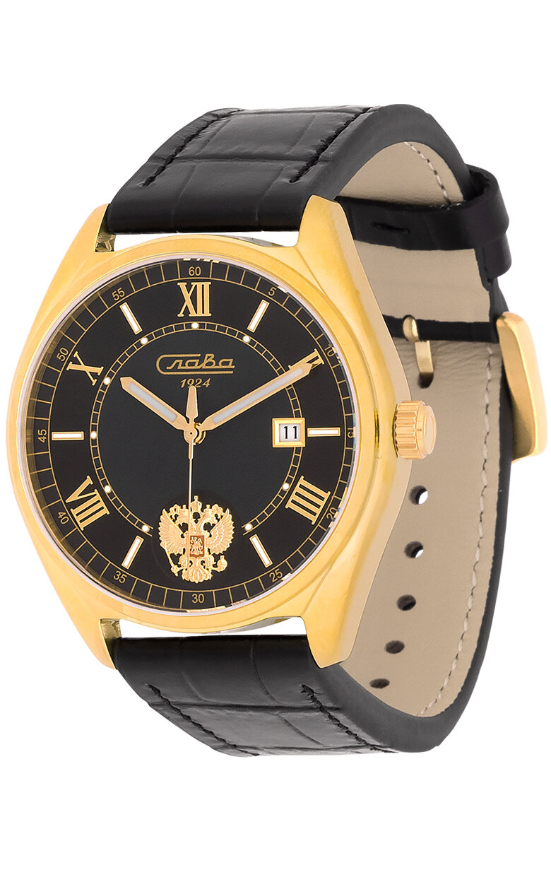 Наручные часы Слава Традиция, золотой, черный — фото 1