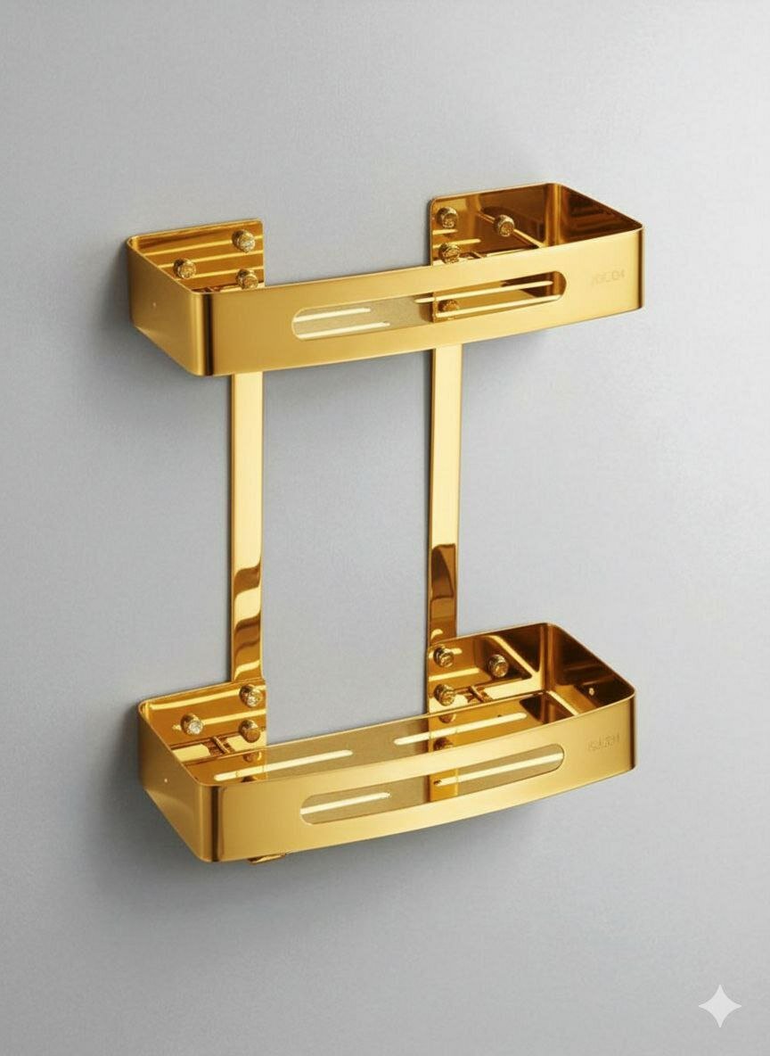 Vanna uchun 2 qavat dizaynli zanglamaydigan po'latdan yasalgan to'g'ri burchakli tokcha.