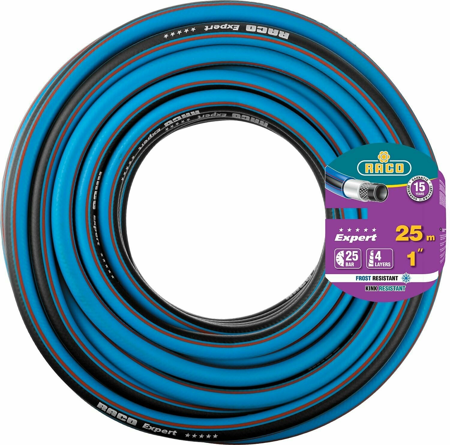 RACO EXPERT, 1", 25 м, 25 атм, четырёхслойный, армированный, поливочный шланг (40302-1-25)