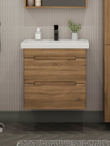 Изображение товара Тумба подвесная SanStar Diva 50 с раковиной Фостер 50 (комплект) для ванной комнаты, Gold Craft