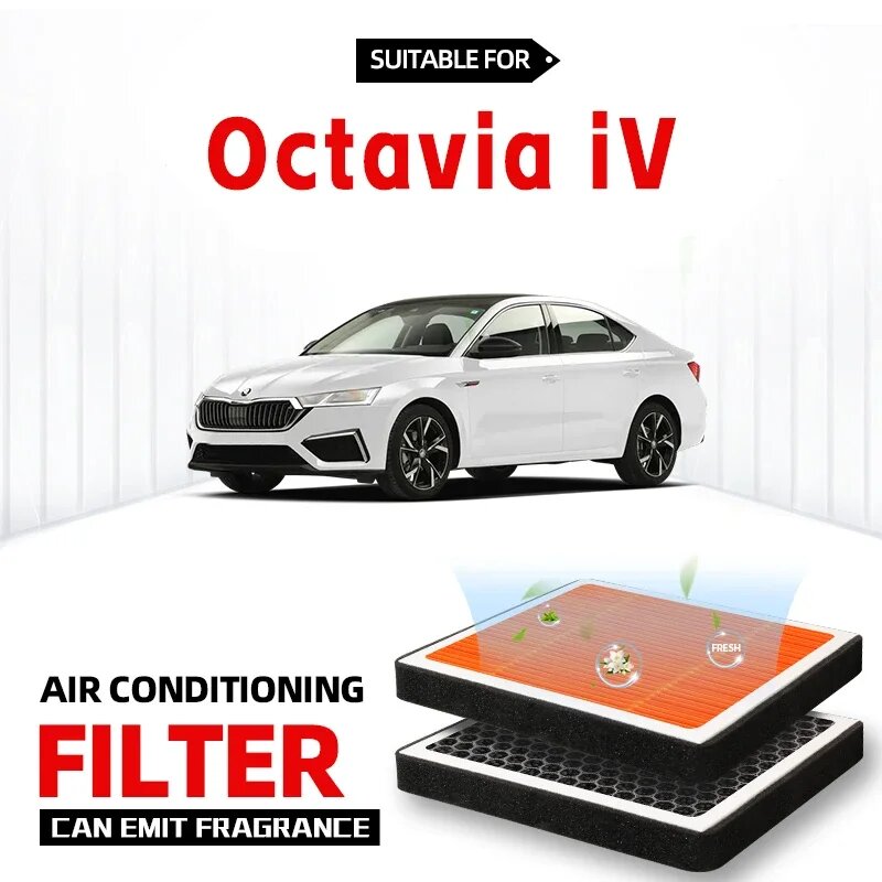 Фильтр салонный для Skoda Octavia IV, воздушный фильтр с активированным углем, фильтр кондиционера с ароматизатором для очистки воздуха в салоне автомобиля