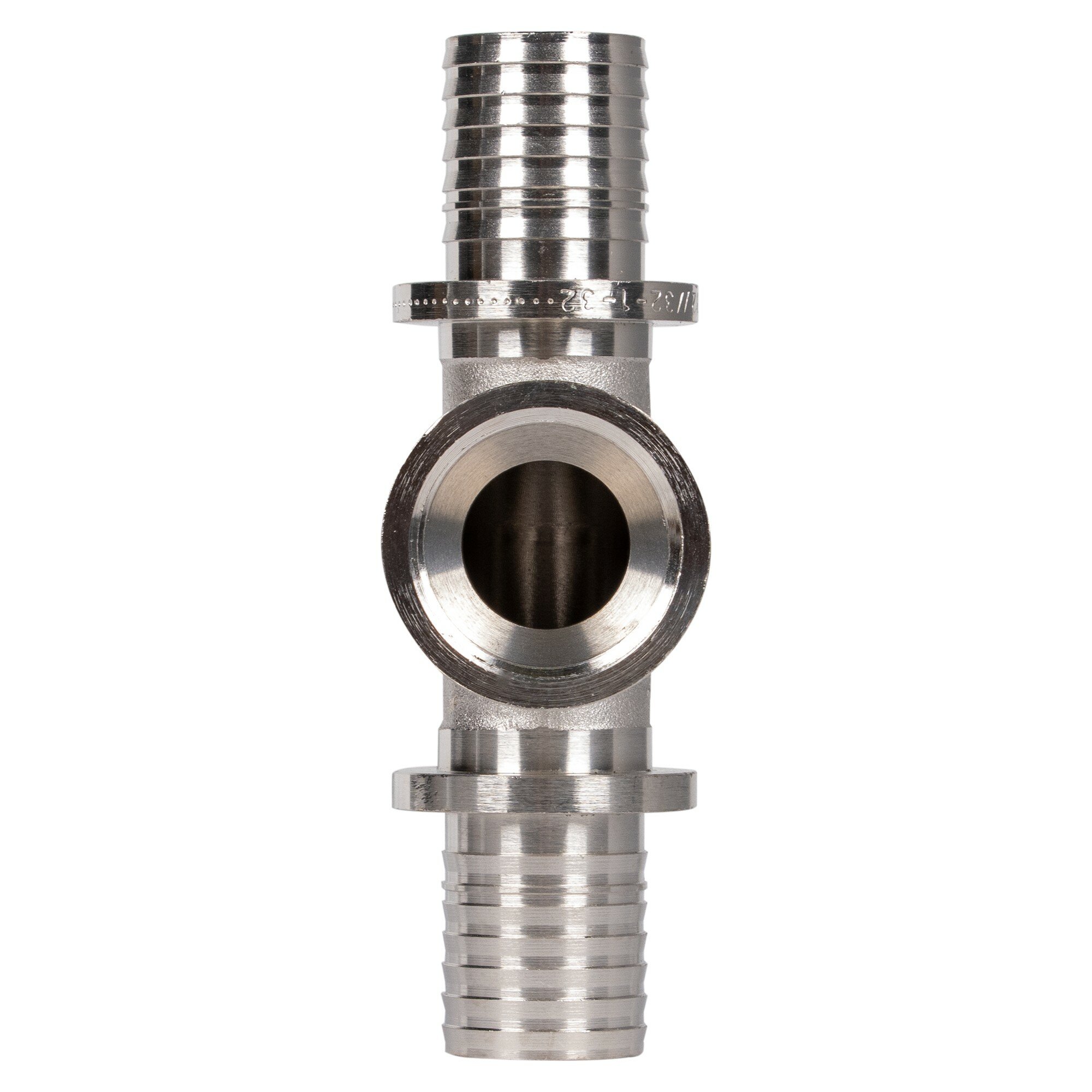 Тройник Royal Thermo, для полиэтиленовых труб, латунь, никелированный, обжимной ВР 32 1" 32 — фото 1