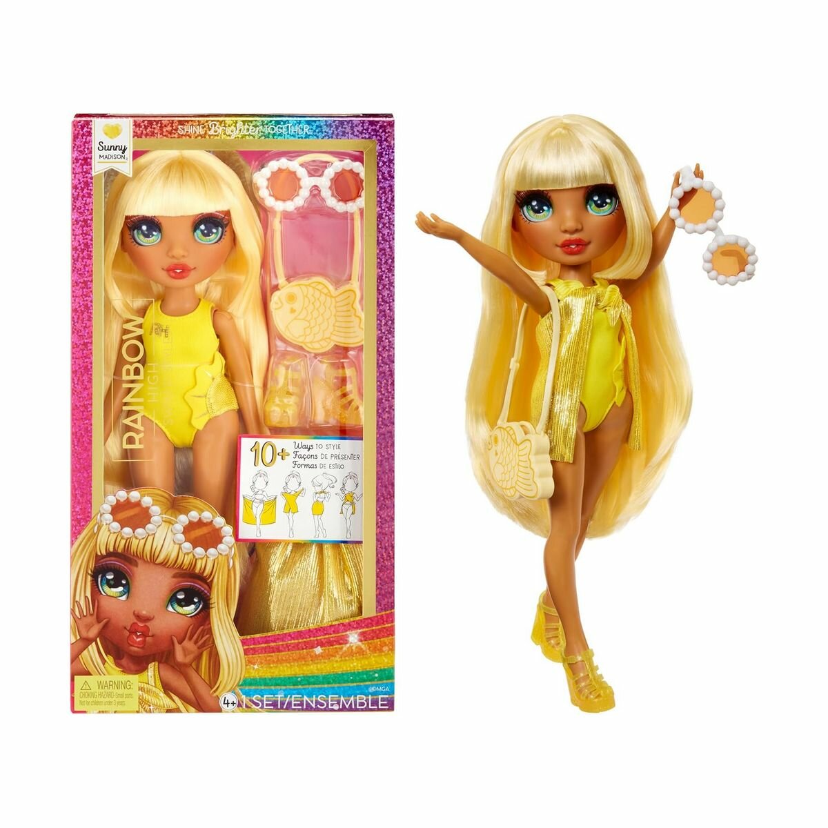 Кукла Rainbow High Swim Style Sunny, шарнирная, в подарочном наборе