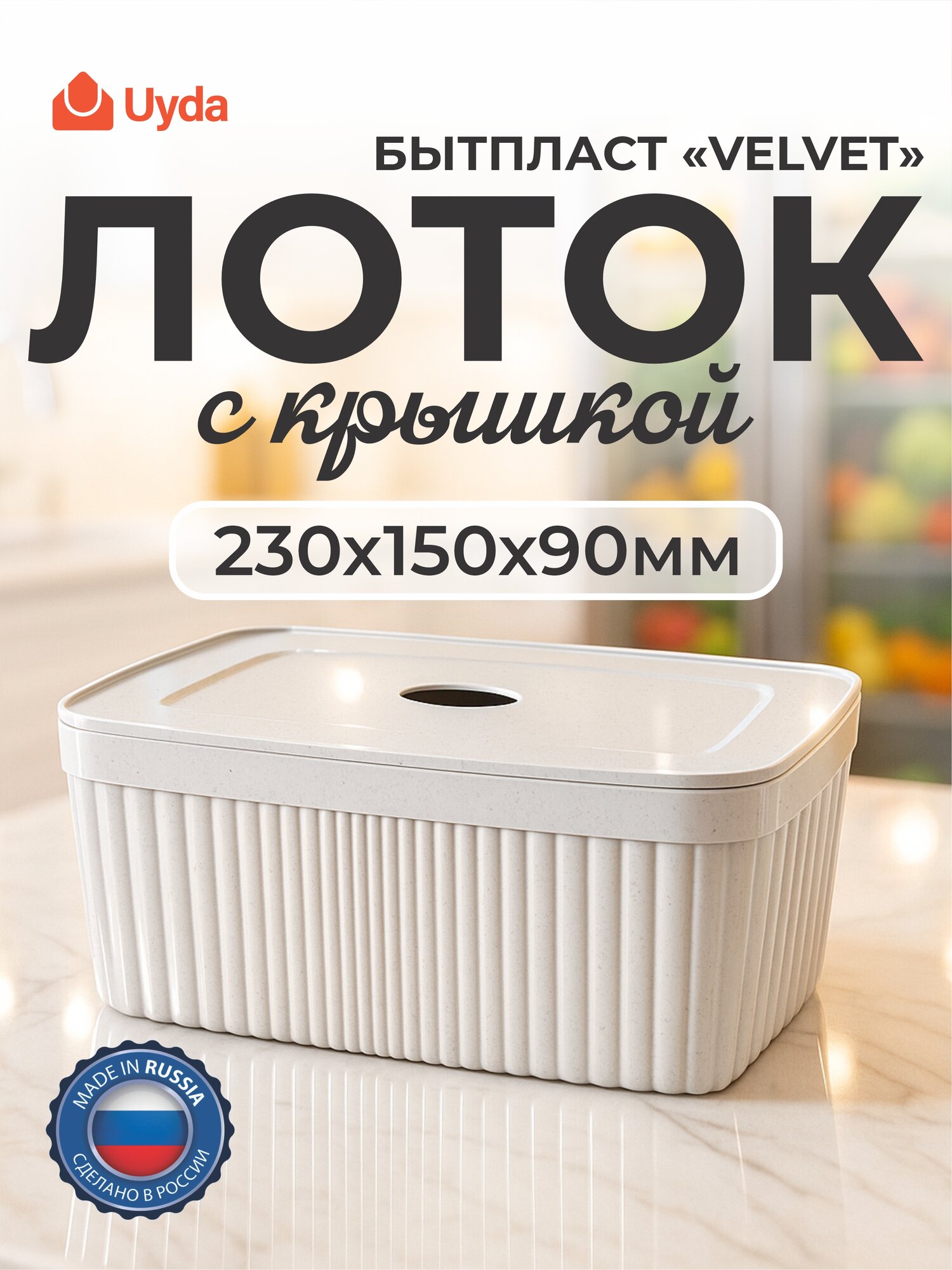 Лоток с крышкой бытпласт ECONOVA "VELVET "433238838 230х150х90мм 1шт 12х1