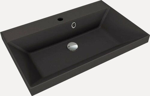 Изображение товара Мебельная раковина Florentina Астория 70 накладная, из литьевого мрамора, черная, серая, матовая, раковина для ванной, прямоугольная