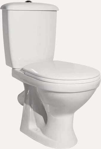 Изображение товара Унитаз-компакт напольный Оскольская керамика Суперкомпакт 44901110001 антивсплеск, фарфоровый, белый, глянцевый, овальный, с нижним подводом, сиденье для унитаза в комплекте