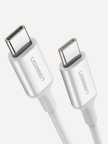 Изображение товара Кабель для зарядки и передачи данных USB-C - USB-C Ugreen, 3A, 0.5м метра, резиновое покрытие, белый (60517)