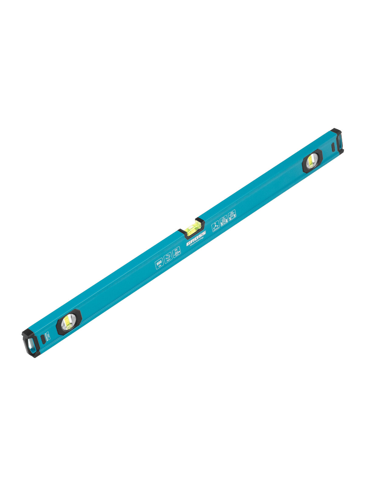 Уровень строительный алюминиевый Gross фрезерованный 3 глазка 05 мм/м 800 мм 33652